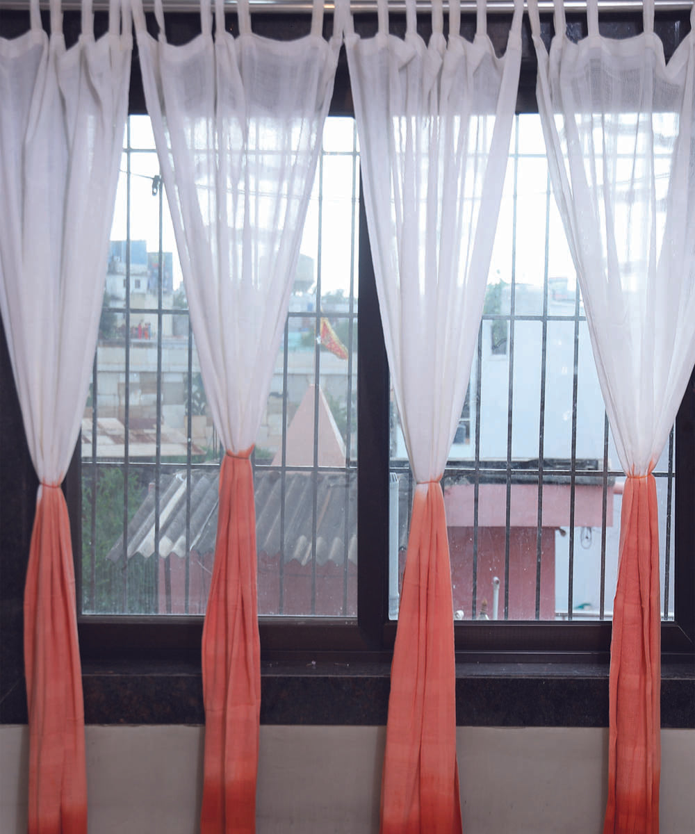 White orange handwoven ombre dye cotton curtain set of 4