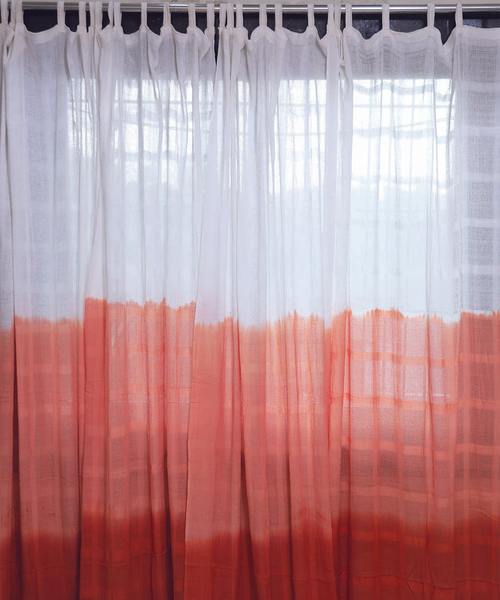 White orange handwoven ombre dye cotton curtain set of 4