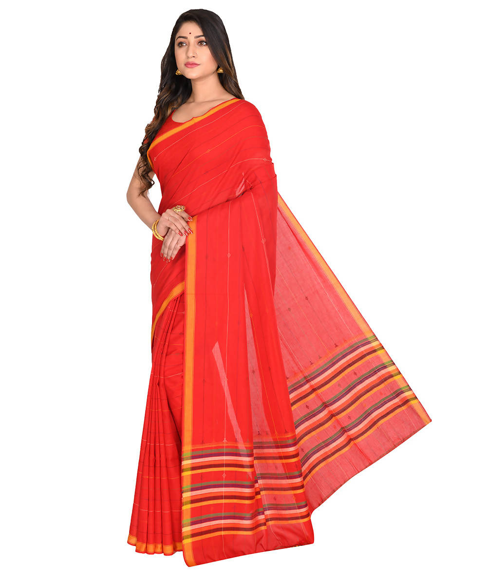 Bengal red cotton handloom saree