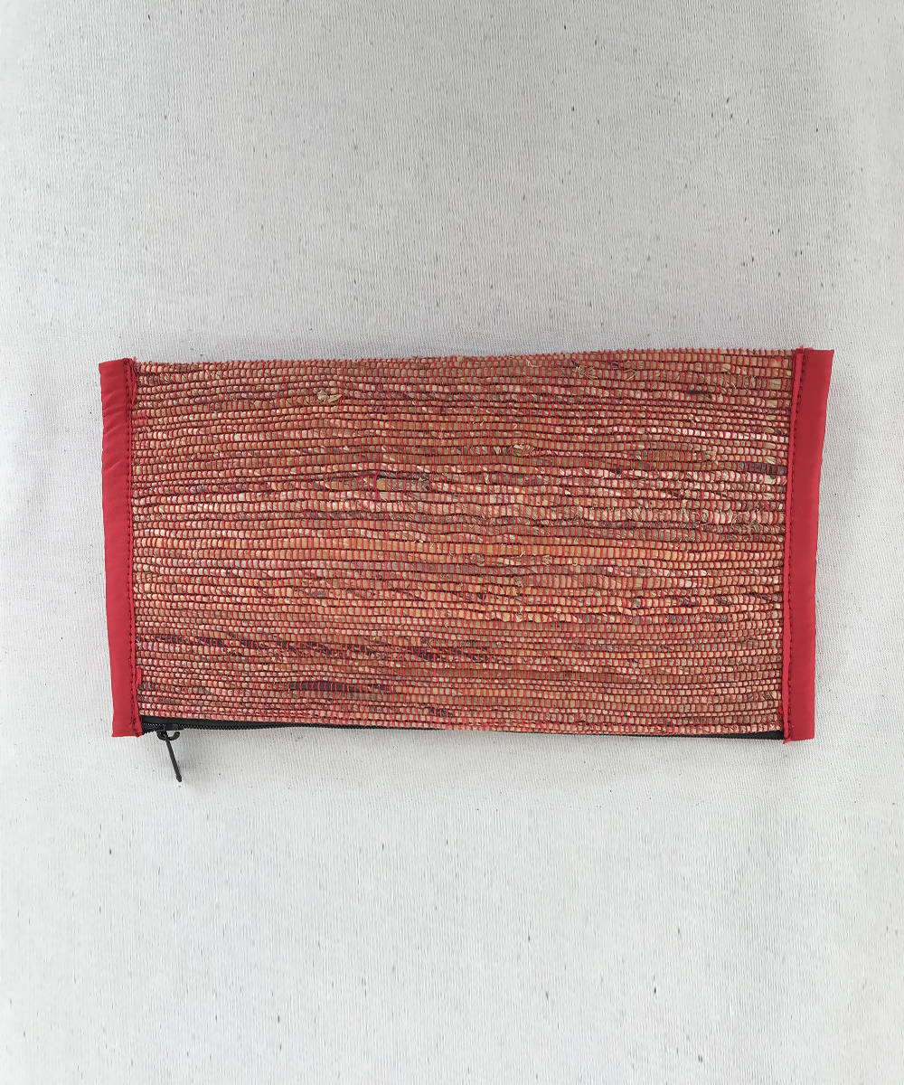 Red banana fibre handmade pencil pouch