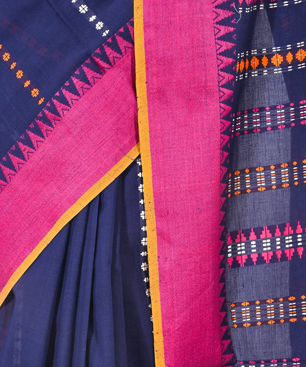 Blue handspun handwoven begumpuri cotton saree