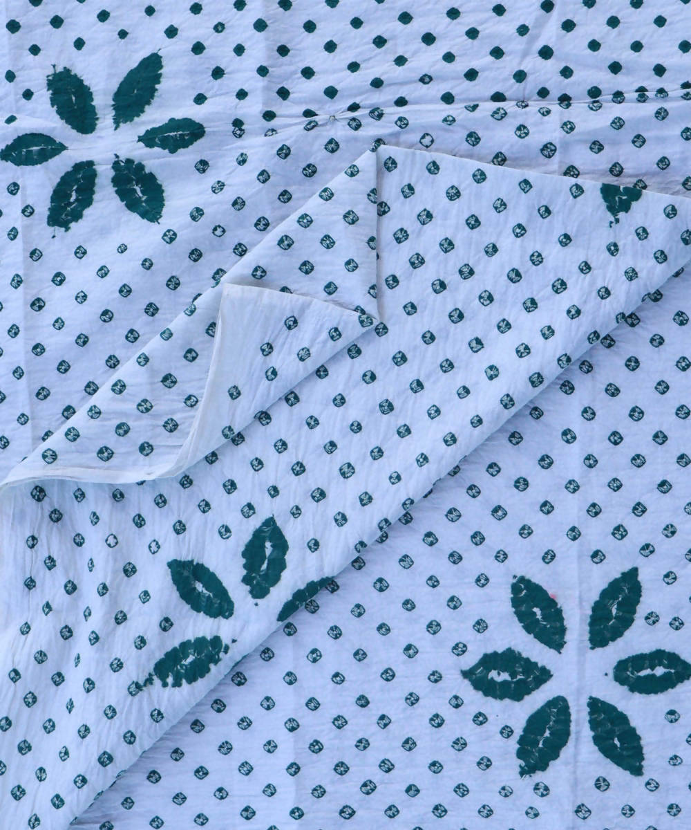 offwhite dark green natural dye hand block printed cotton fabric