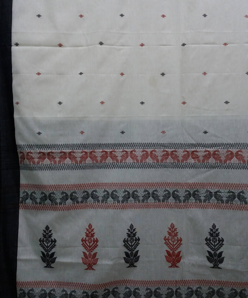 White handspun handwoven cotton bengal saree