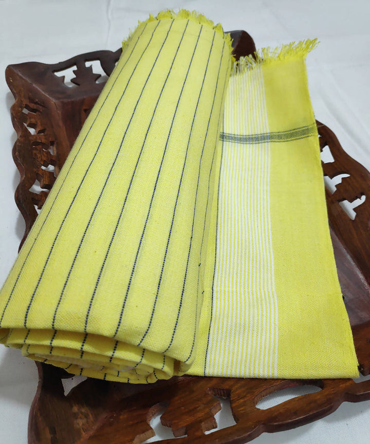 Yellow and green stripes handwoven cotton towel
