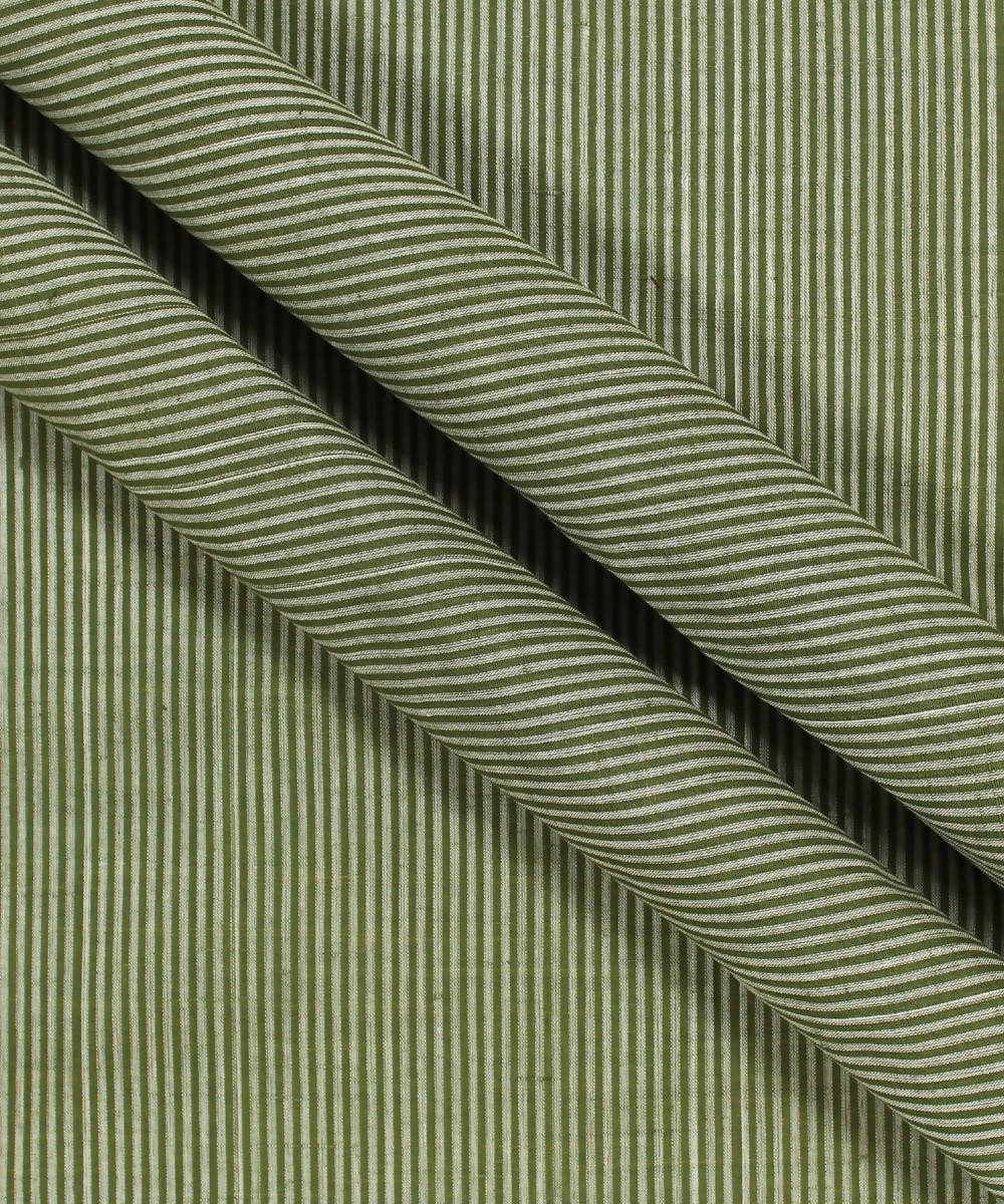 0.6m Green Stripe Handloom Mangalagiri Fabric