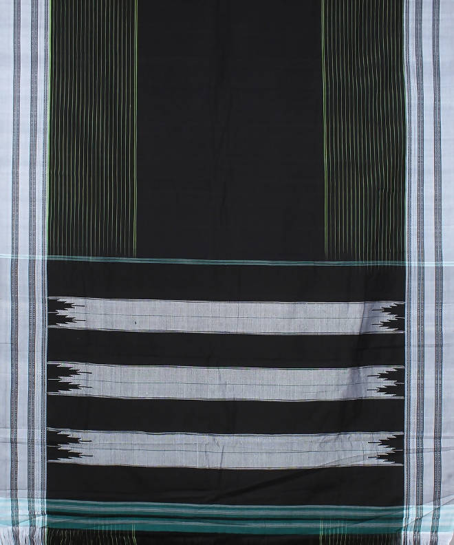 black grey handwoven gomi dadi border ilkal saree