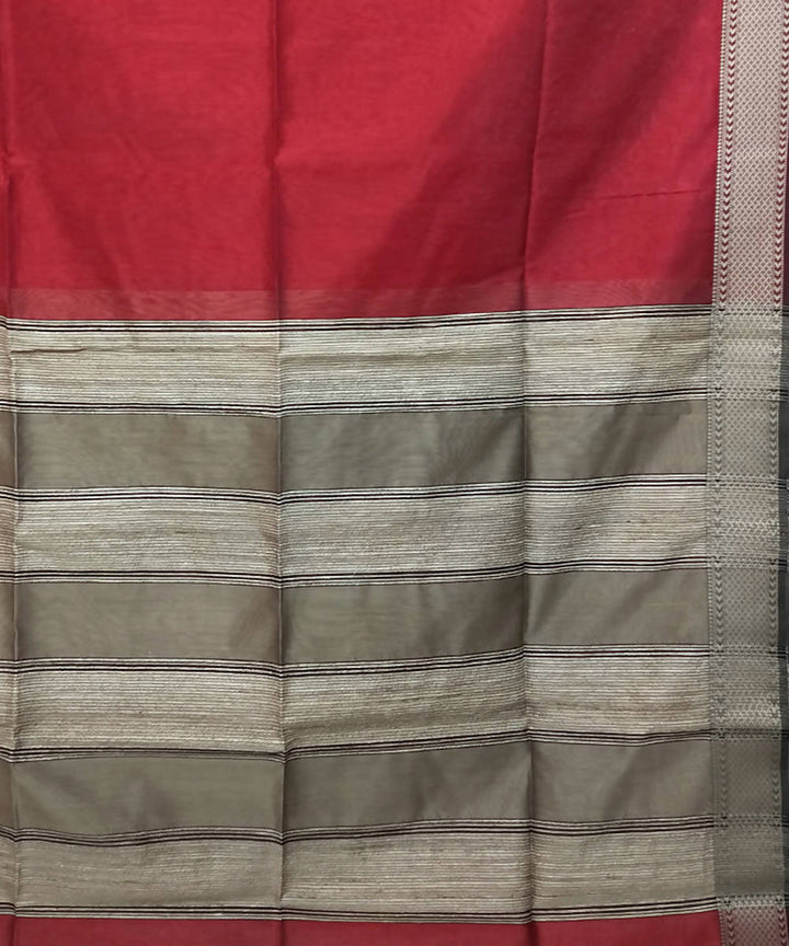 Red handloom cotton silk maheshwari saree