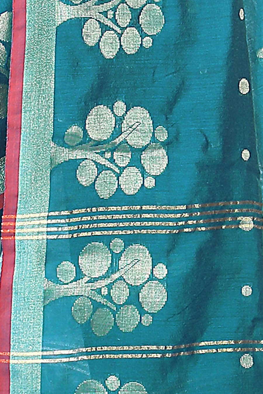 Teal bengal handloom extrawefts work saree