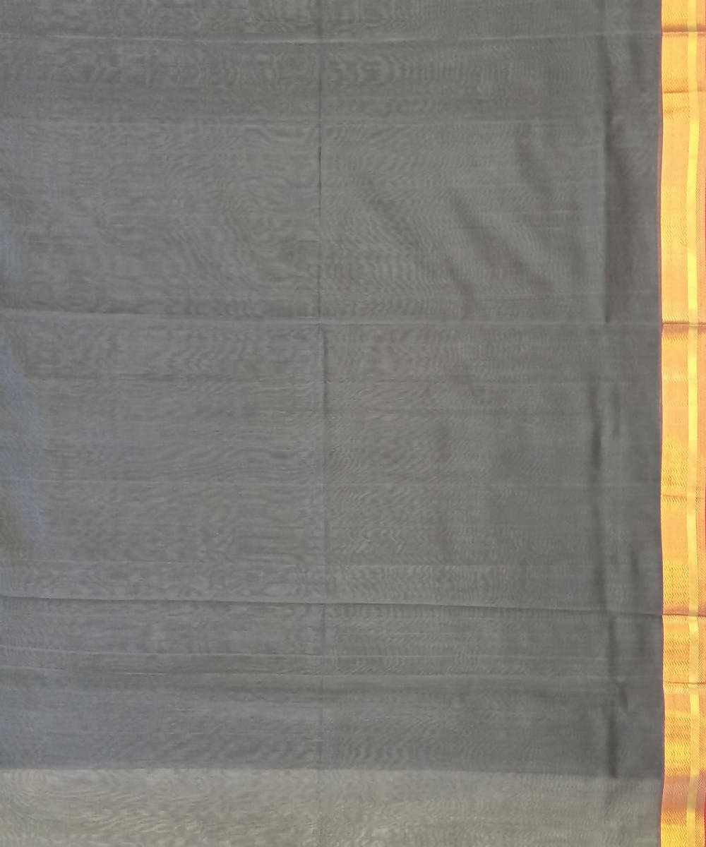 Maheshwari Charcoal Grey Handloom Cotton Silk Saree