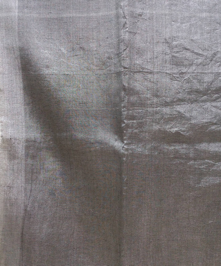 silver and black handwoven Linen tissue Saree