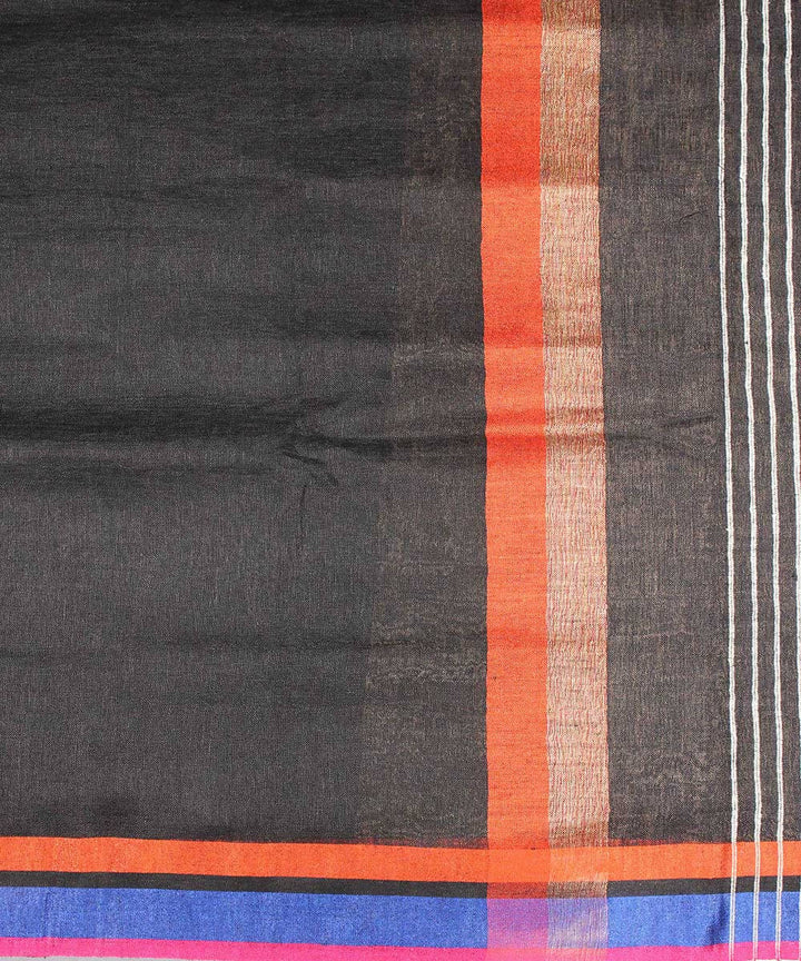 Black handloom linen saree