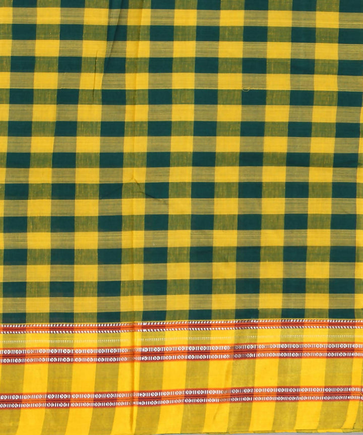 yellow green checks handwoven gomi teni border ilkal saree