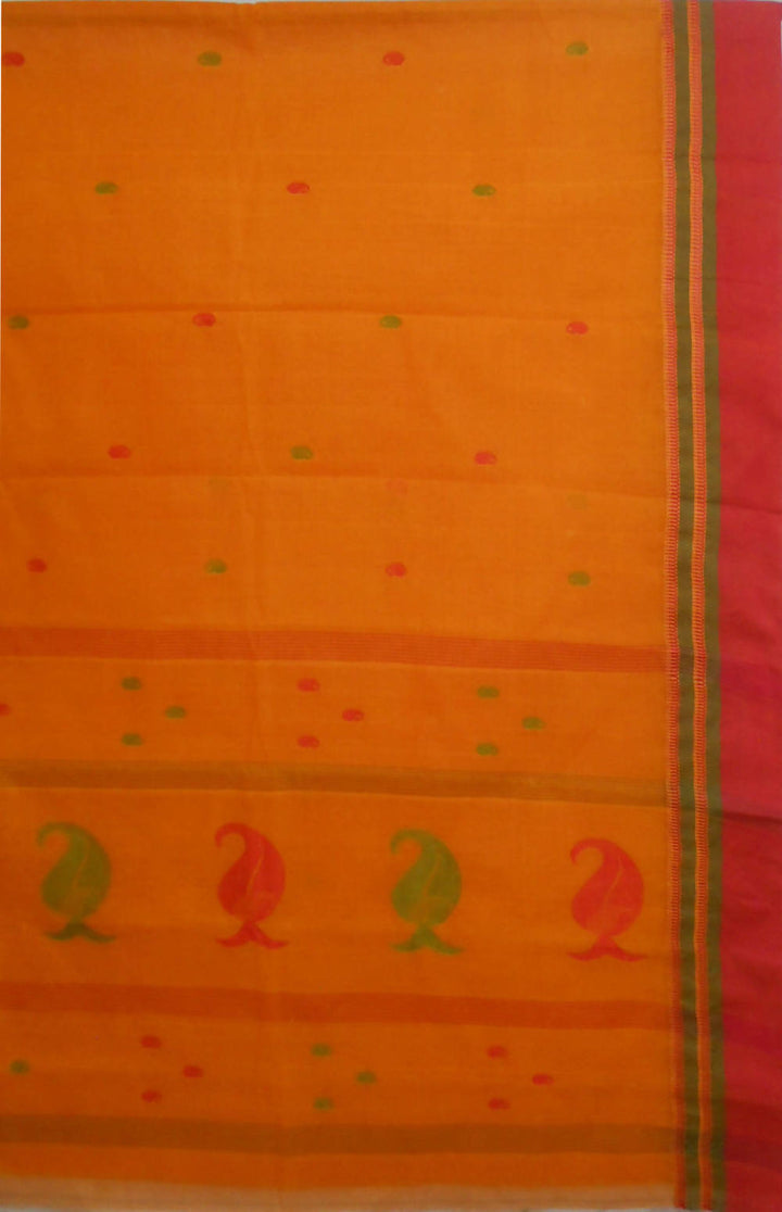 Bengal handloom orange red tangail saree