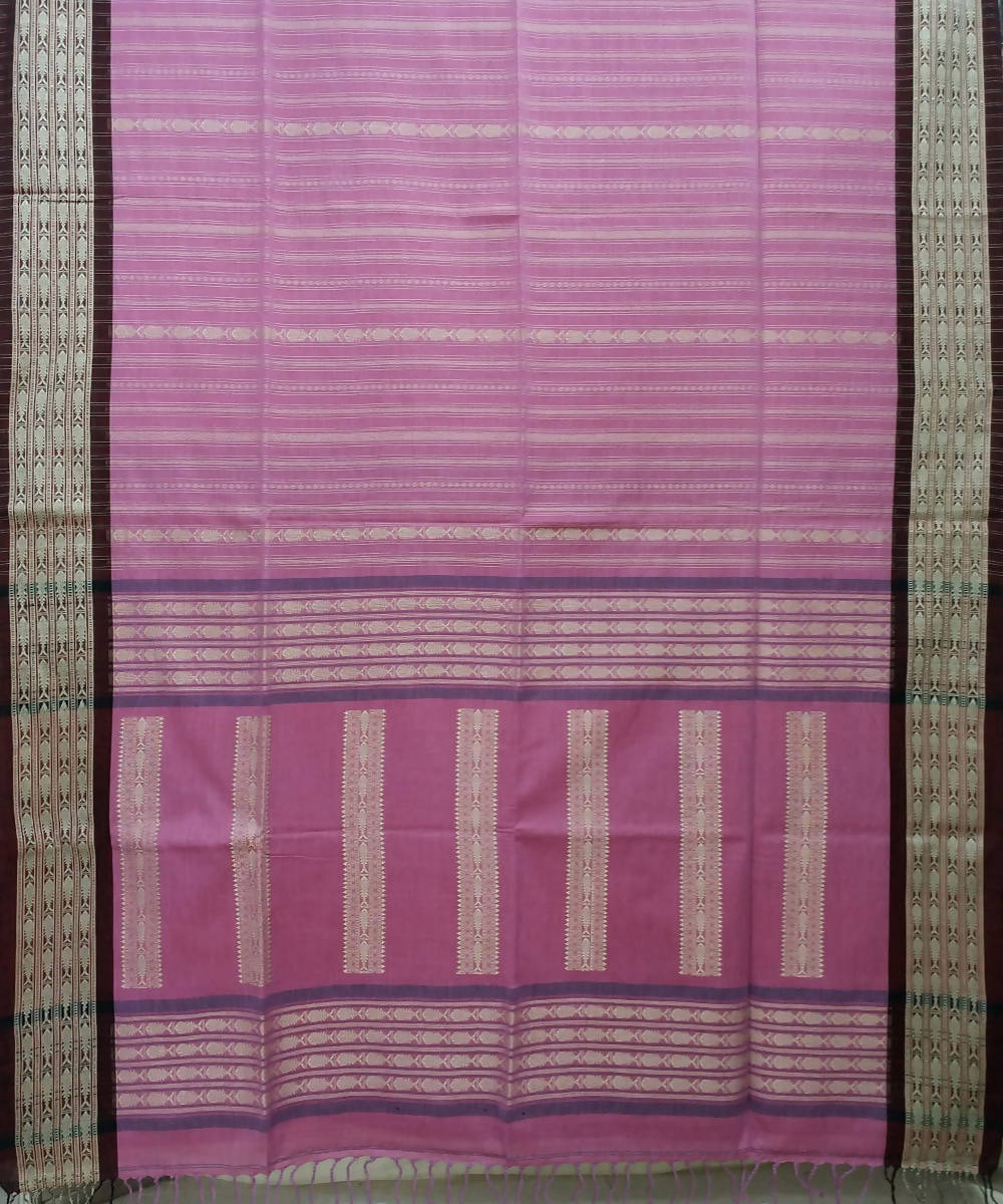 Onion Pink Handspun Handwoven Cotton Saree