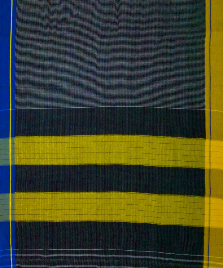 Black checks blue yellow borders handloom cotton patteda anchu saree
