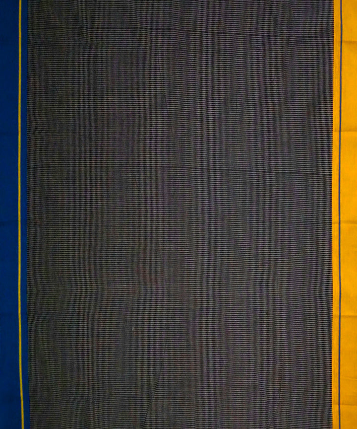 Black checks blue yellow borders handloom cotton patteda anchu saree