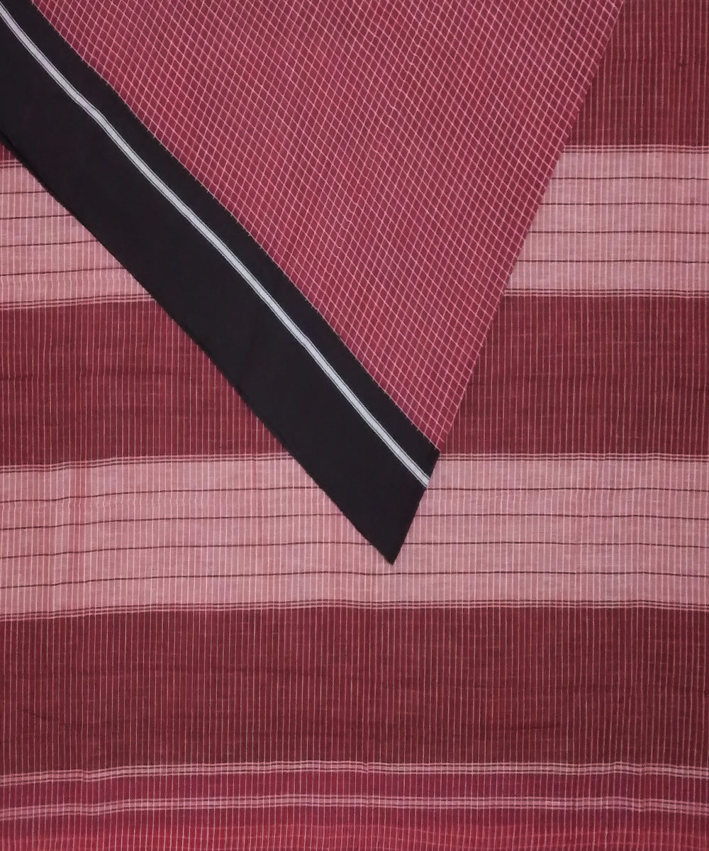Red checks black borders handloom cotton patteda anchu saree