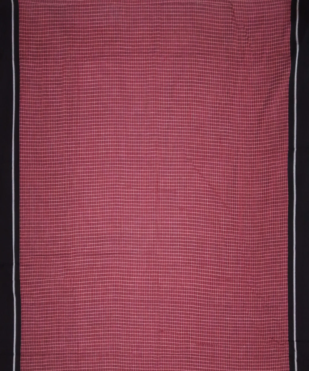 Red checks black borders handloom cotton patteda anchu saree