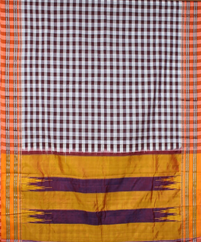 brown white handloom gomi dadi border ilkal saree
