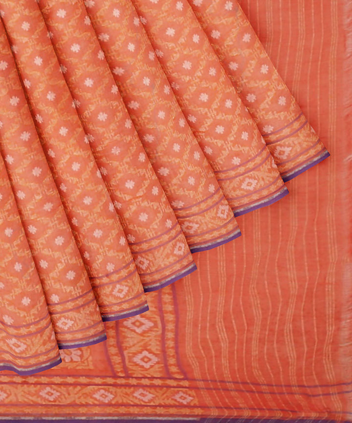 Light orange handwoven georgette silk banarasi saree