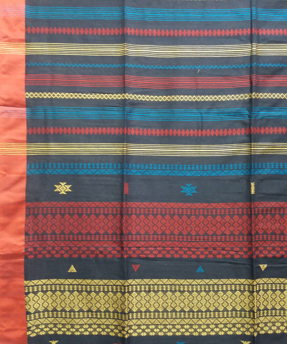 Multicolor handwoven cotton bengal saree