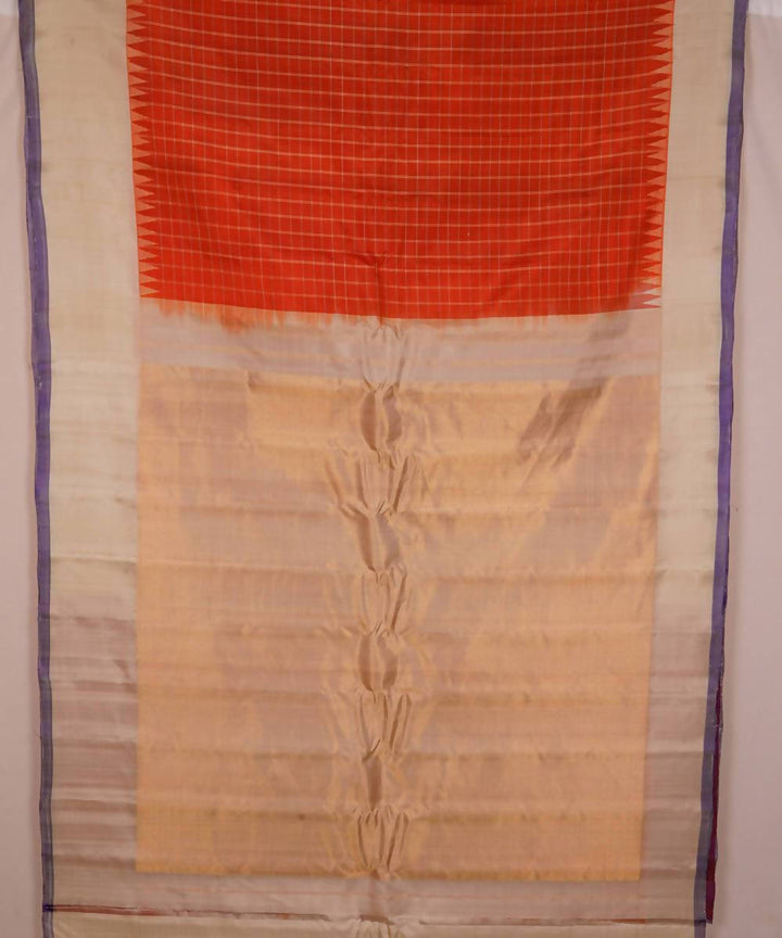 orange beige handloom gadwal silk saree