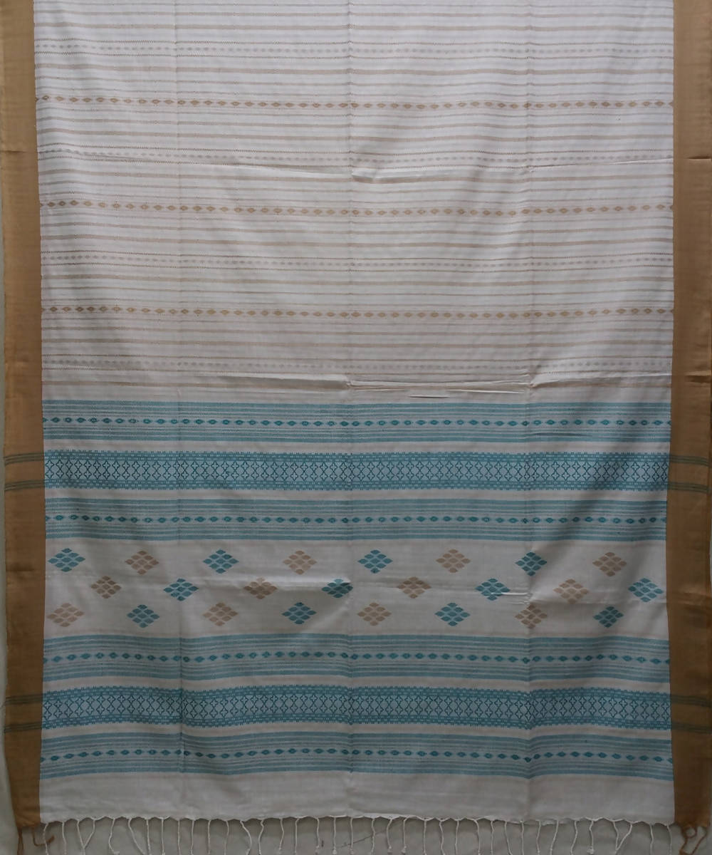 Bengal handspun handwoven cotton off white saree