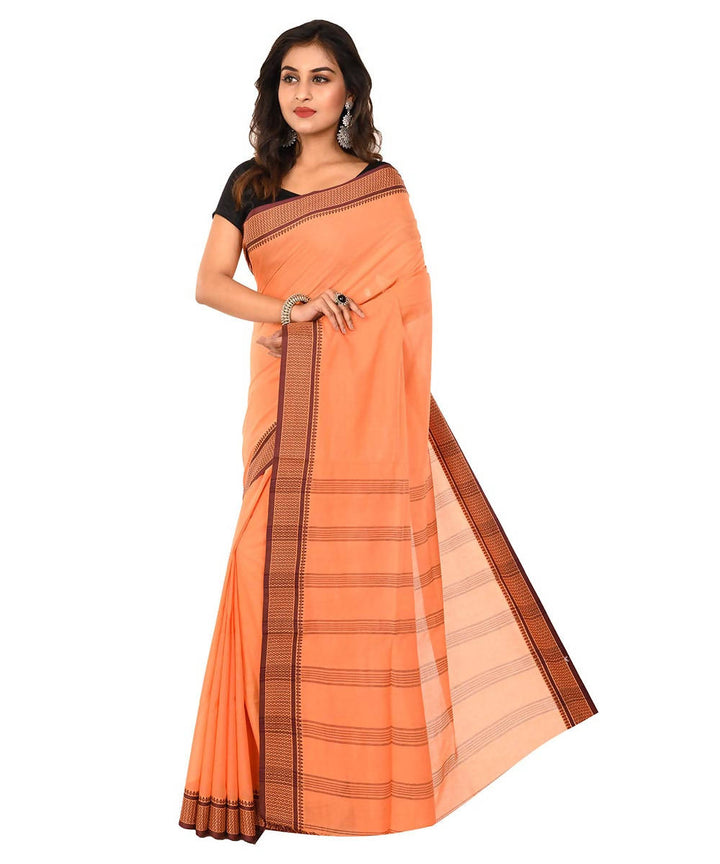 Bengal orange shantipur handloom cotton saree