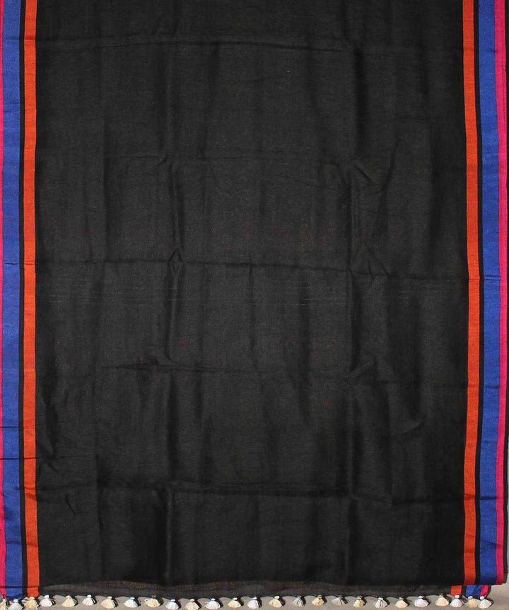 Black handloom linen saree