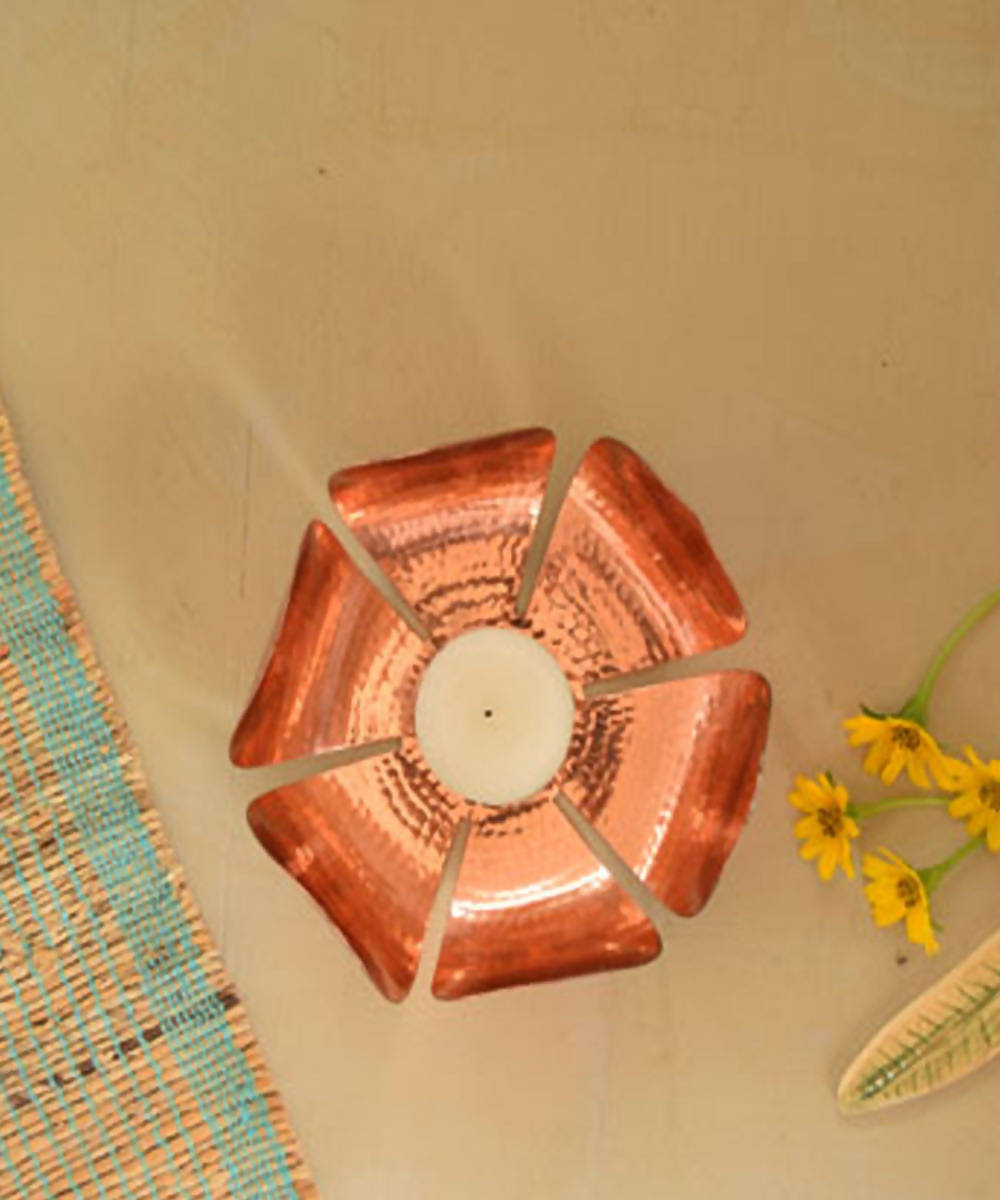 Handmade copper petiole tea light