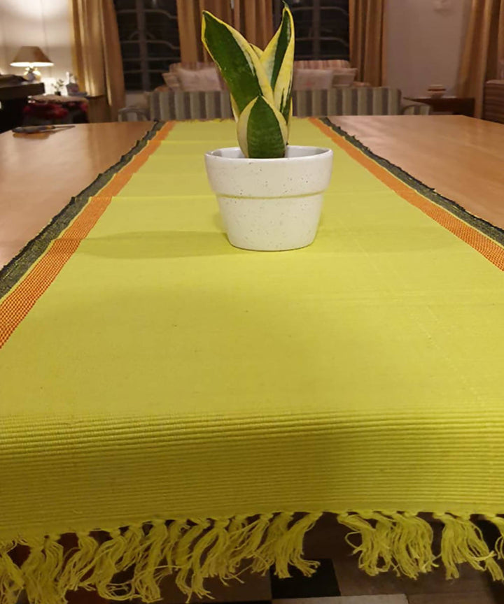 Lemon green handloom cotton table runner