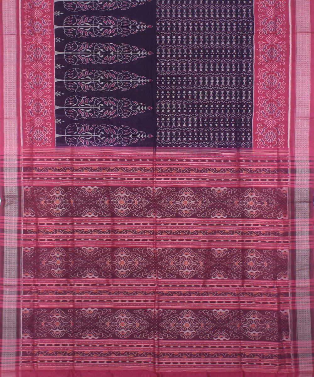 Blue Pink Cotton Handloom Sambalpuri Saree