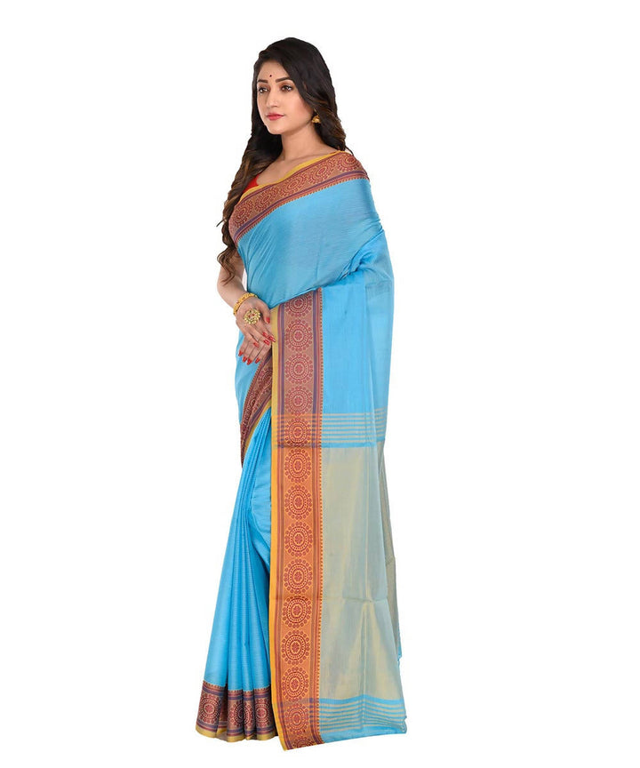 Bengal handwoven blue tangail cotton saree
