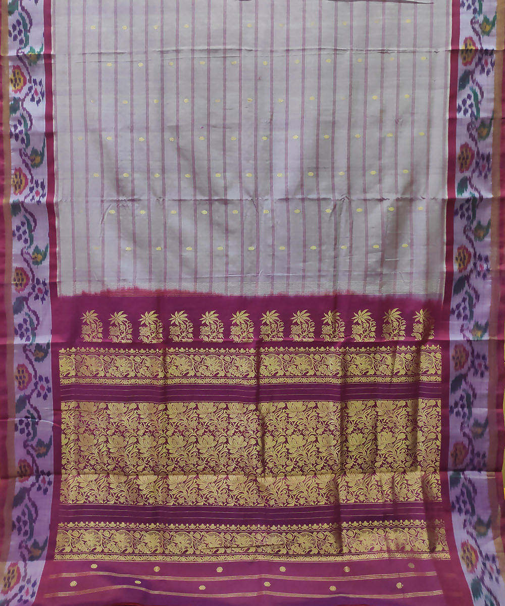 white stripes handwoven venkatagiri cotton silk saree