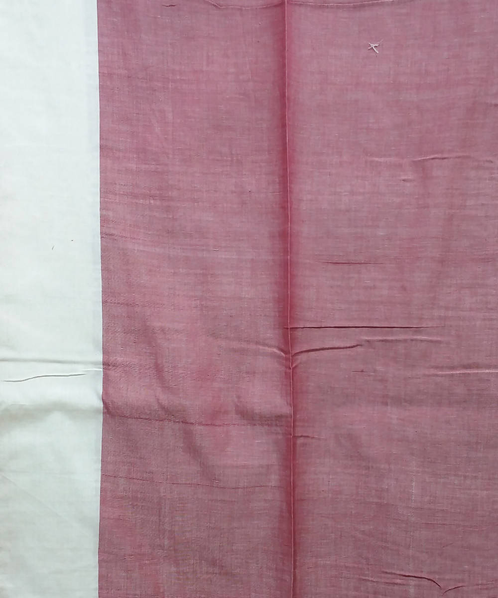 Pink Off White Handspun Handloom Cotton Saree