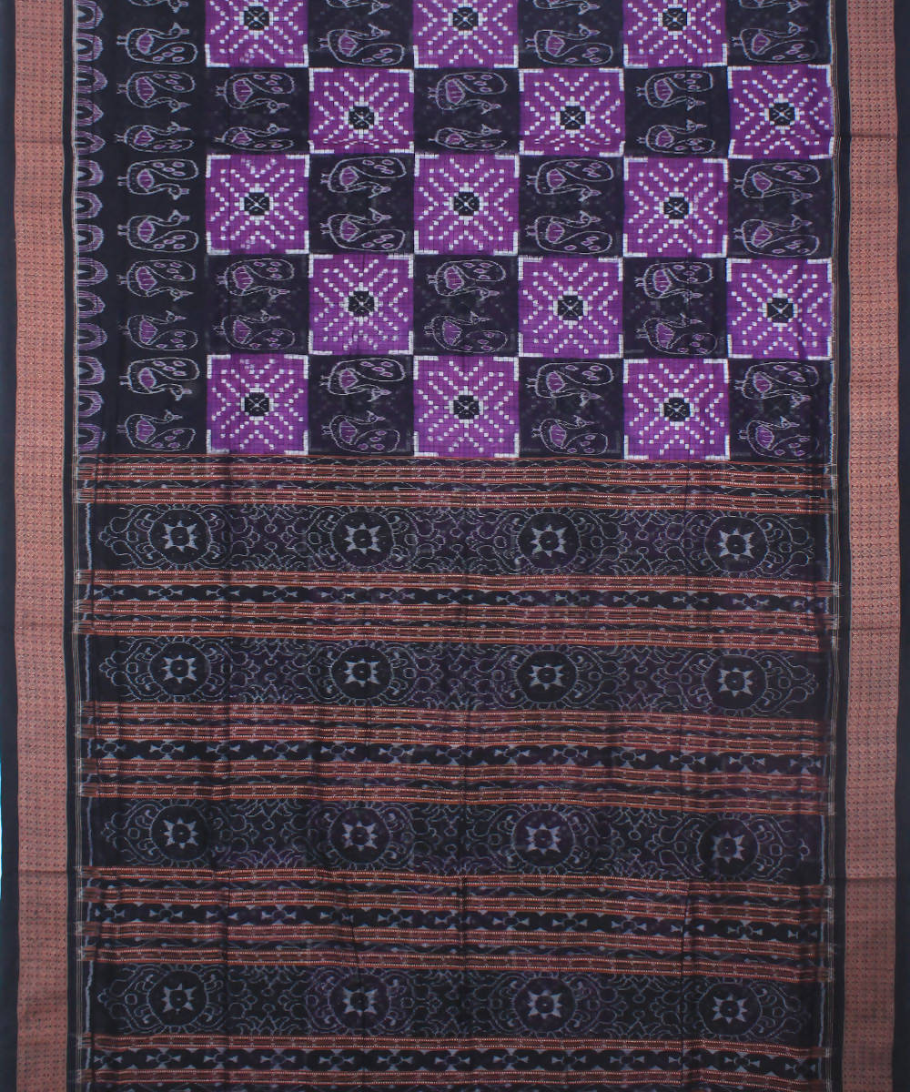 Sambalpuri Violet Black Cotton Handloom Saree