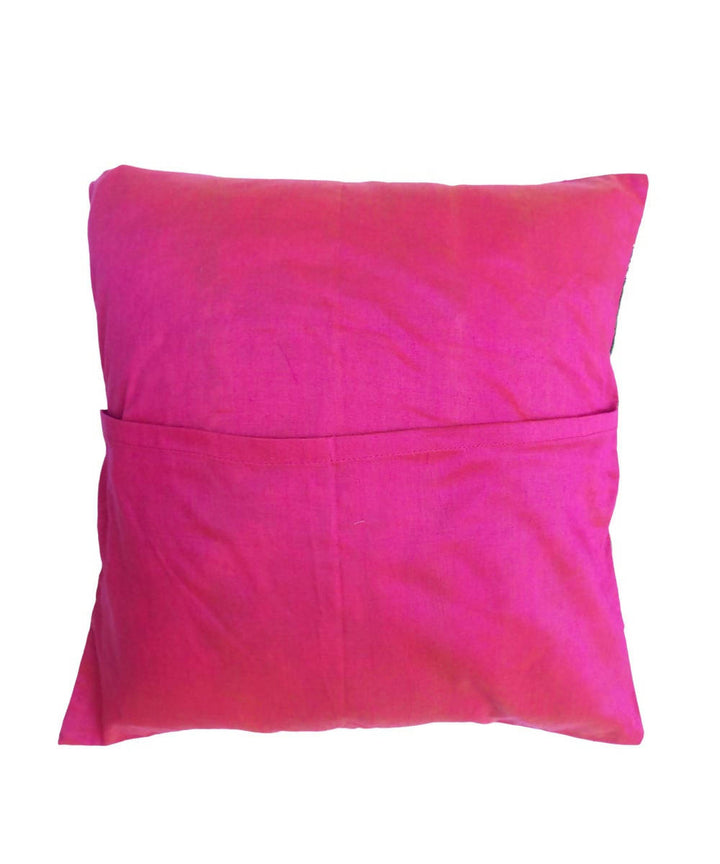 Green pink striped hand embroidery silk cushion cover