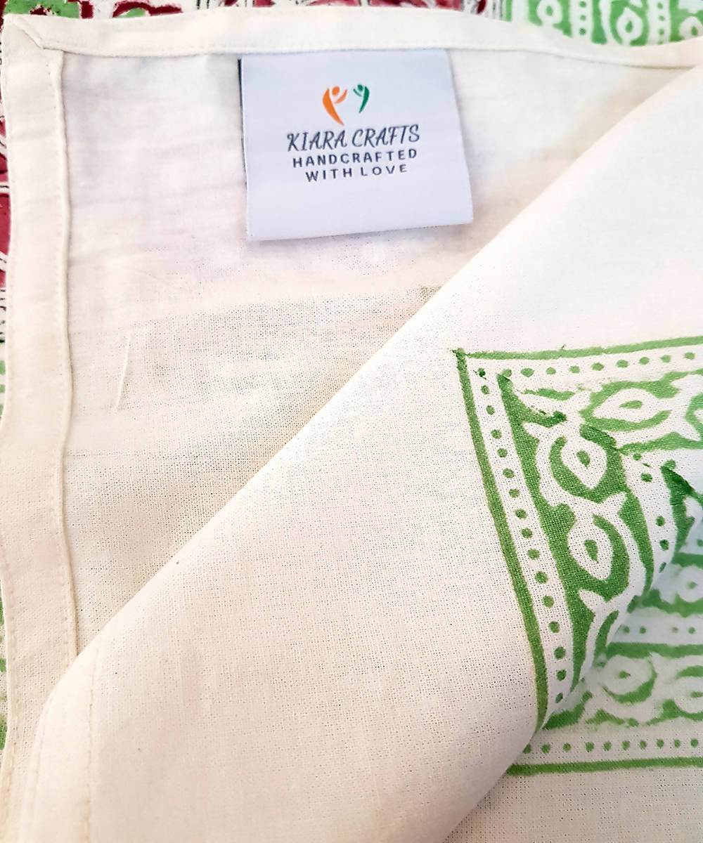 Multicolor Handblock Printed White Cotton Bedsheet