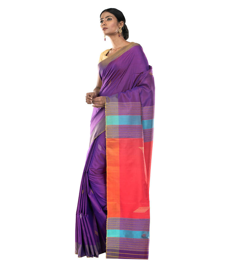 Purple handloom katan bengal silk saree
