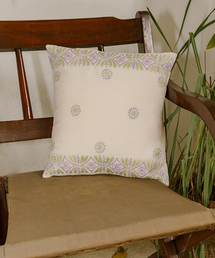 Offwhite handcrafted chikankari cotton cushion cover