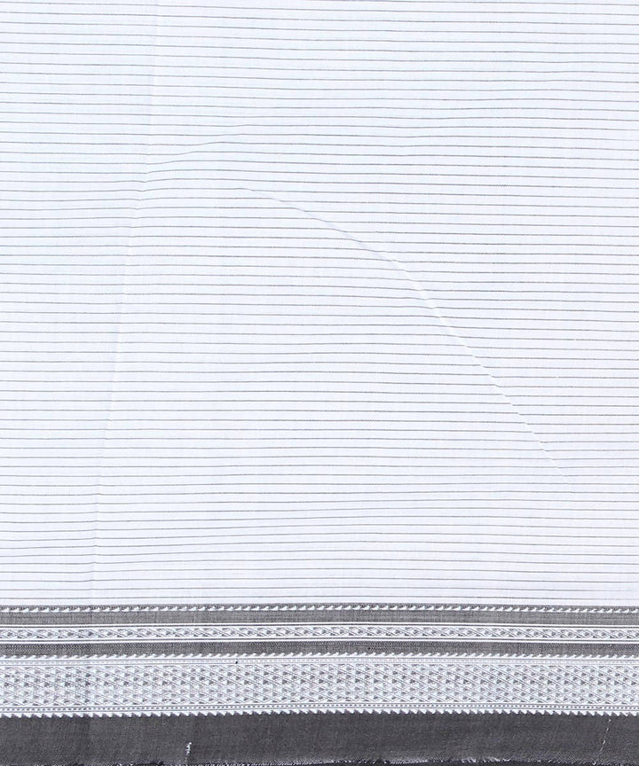 white grey stripes handwoven chikki paras border ilkal kacche saree