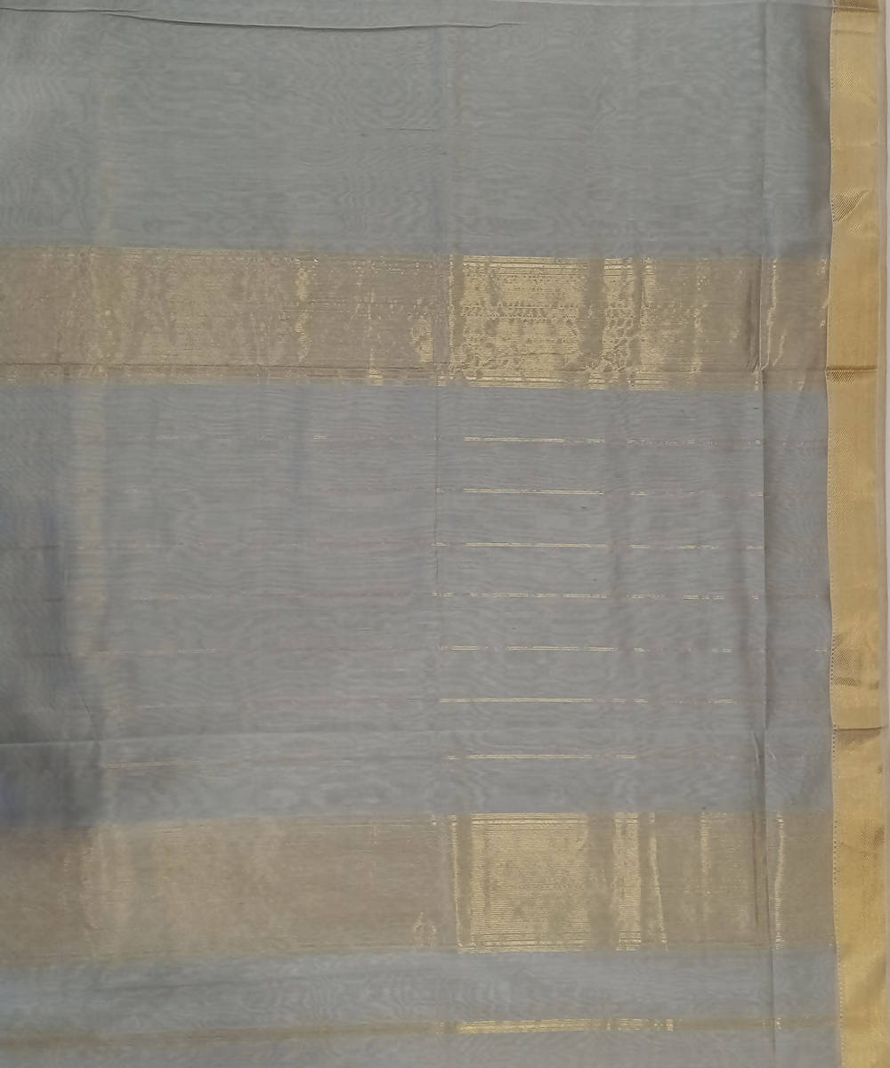 Maheshwari Blue Grey Handloom Cotton Silk Saree