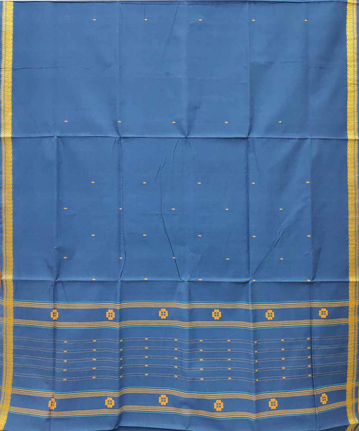 Bright navy blue handloom cotton venkatagiri saree