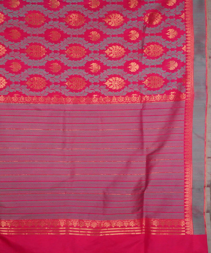 Pink handwoven silk banarasi saree