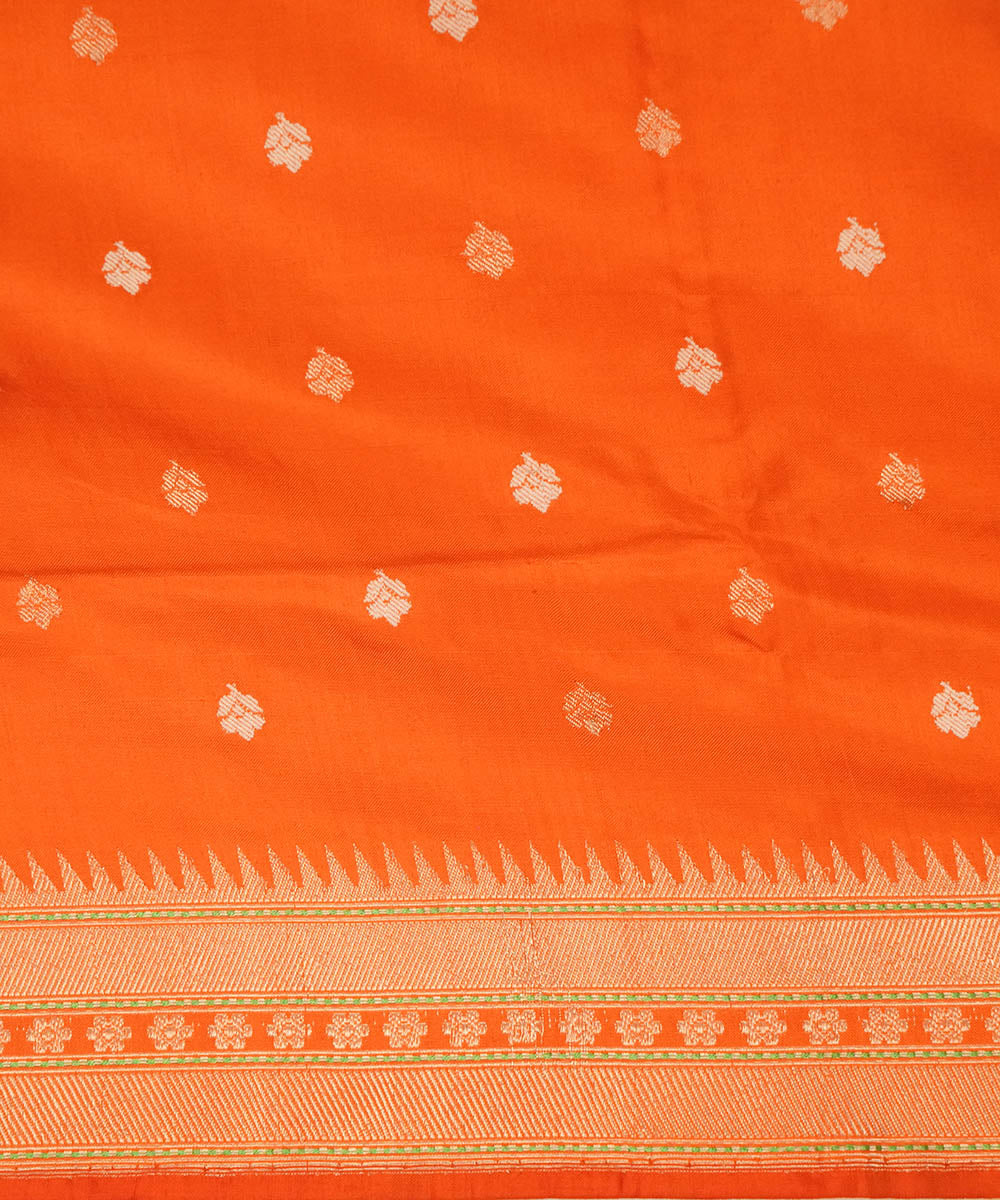 Orange handwoven silk banarasi saree