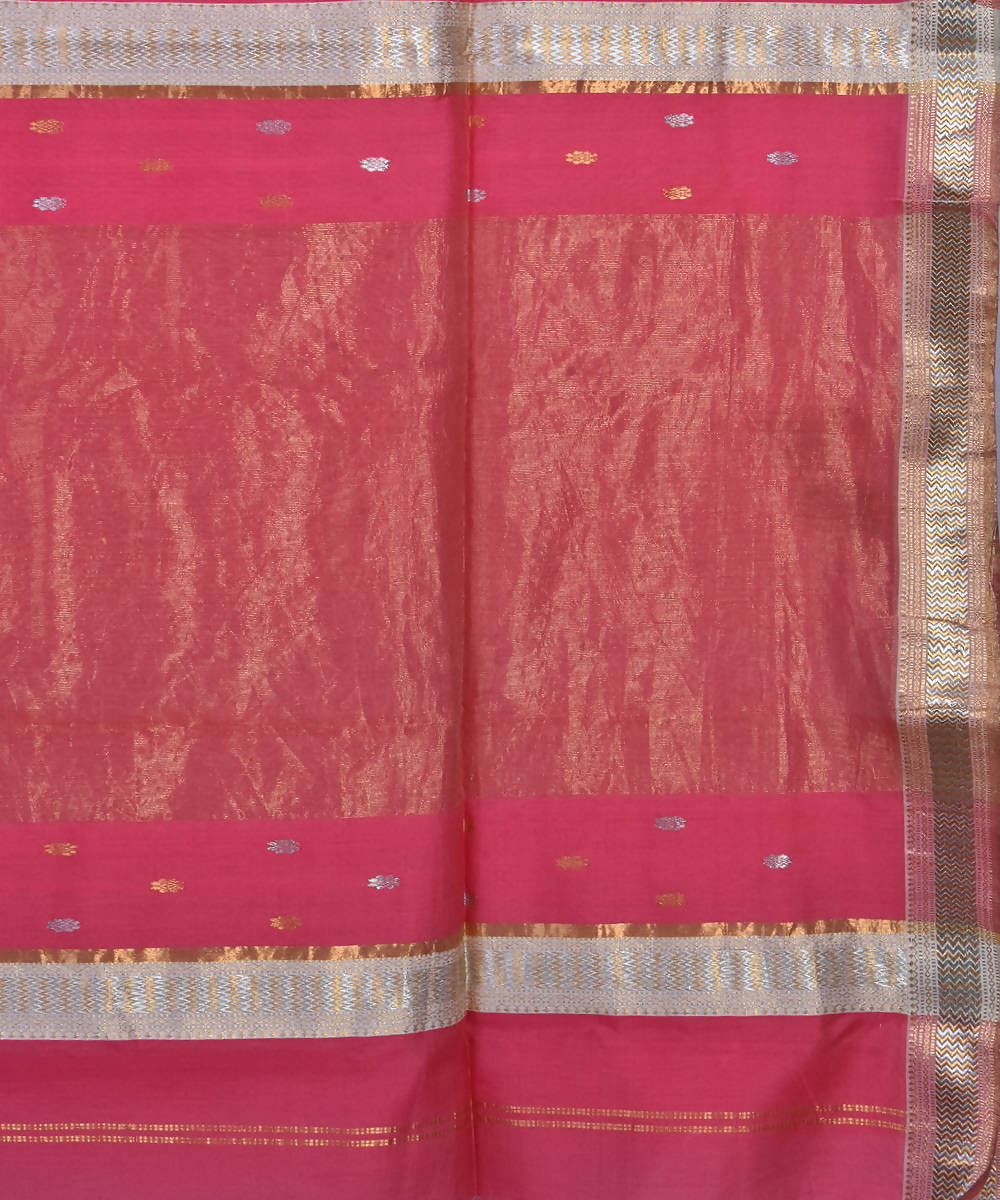 Handloom Light Pink Maheshwari Sico Saree