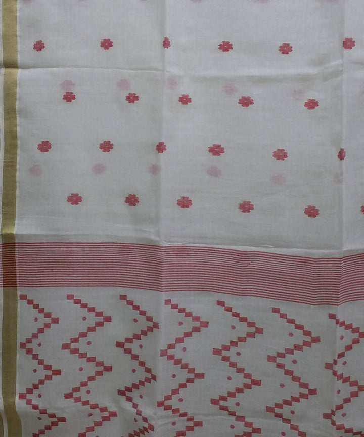 Handwoven bengal jamdani cotton white saree