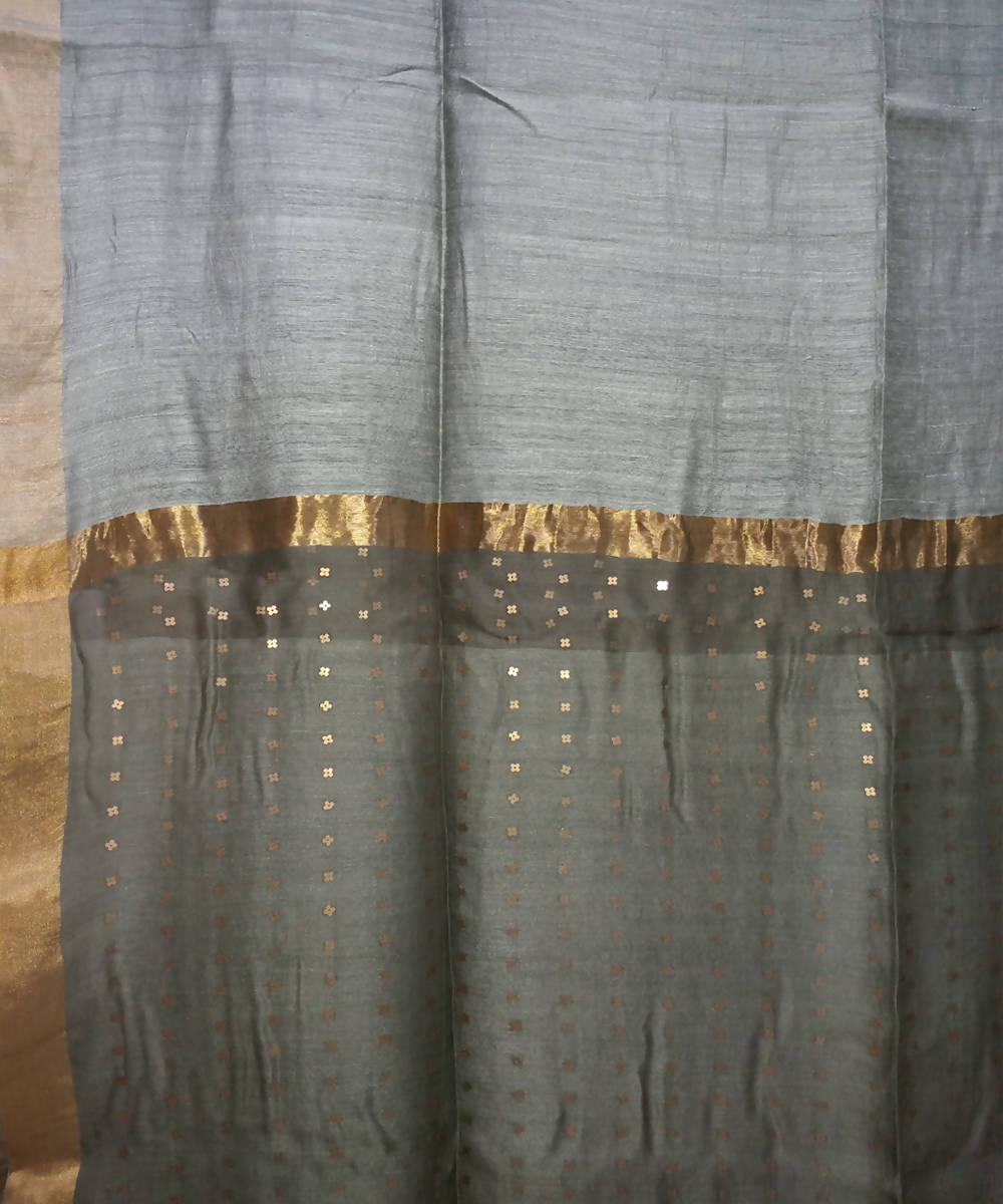 Bengal Grey Handwoven Sequin Matka Silk Saree