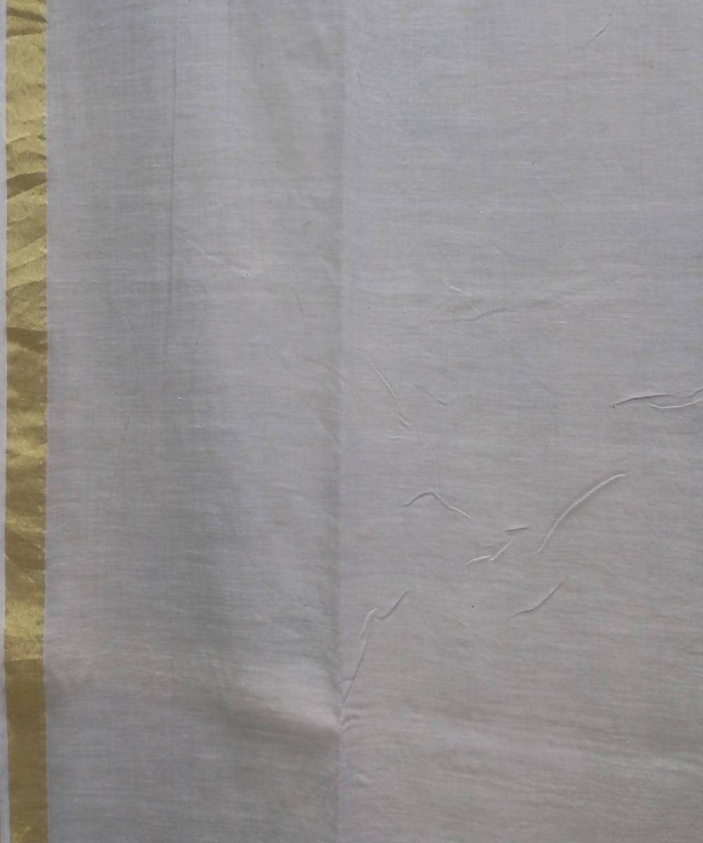 Light grey jamdani handwoven mulmul cotton saree