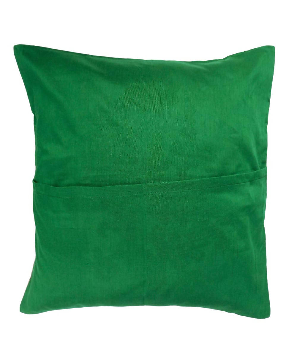 Green grey hand embroidery silk cushion cover